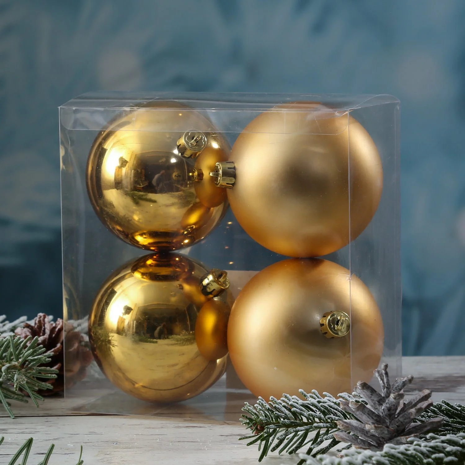 Weihnachtsbaumkugeln – 10 cm, Gold, 4er-Set, bruchfest